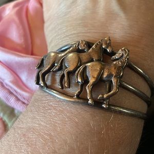 Vintage Sterling Horse Cuff Bracelet
